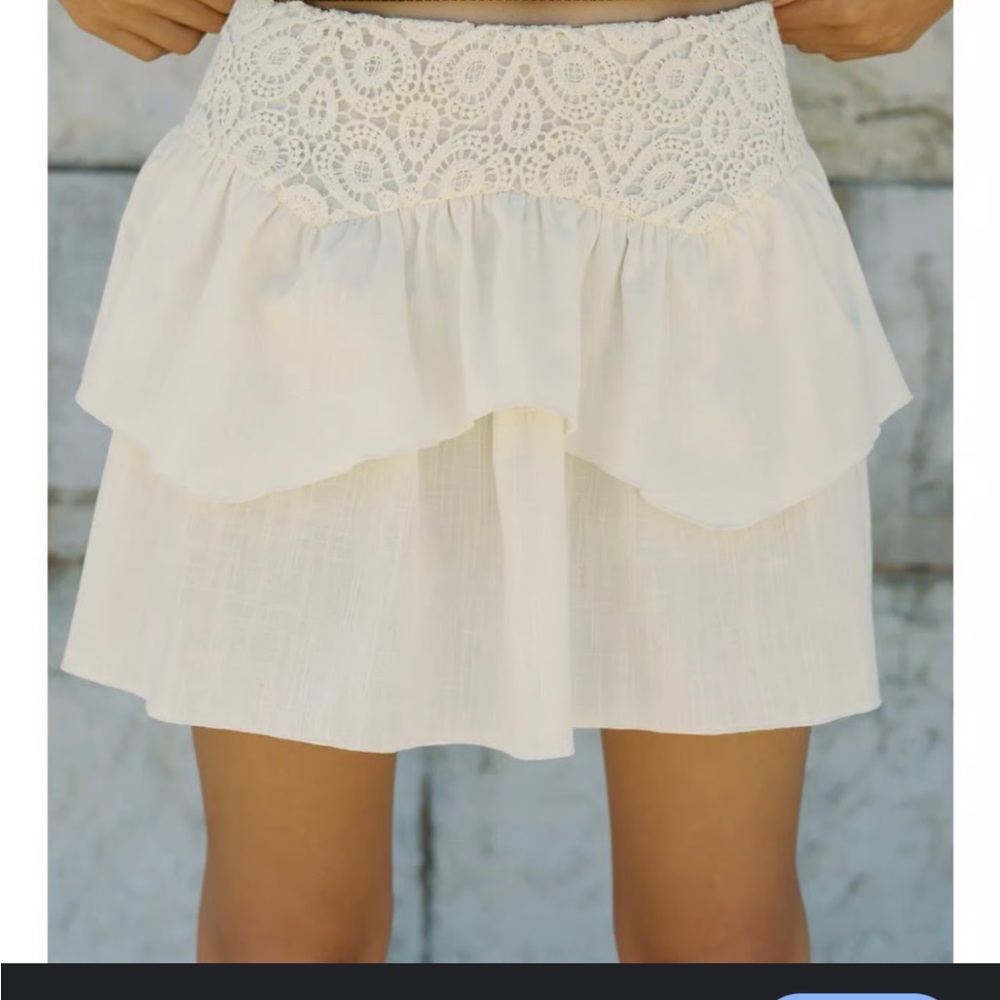 ZARA EMBROIDERED EYELET MINI SKIRT